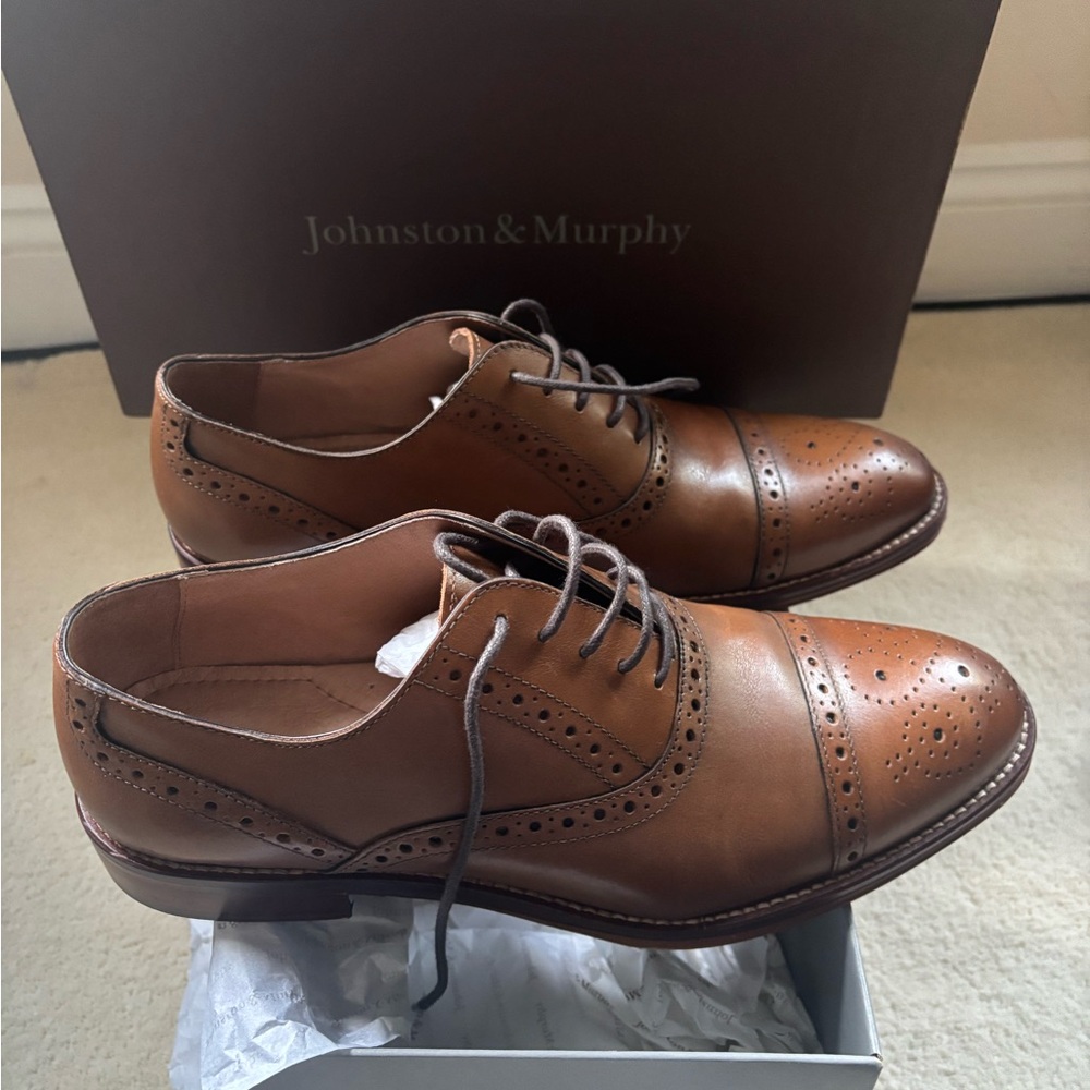 Johnston & Murphy Tan Leather Wingtip Oxfords - Picture 3 of 5